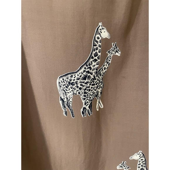 Vintage Maxi Pencil Skirt Brown Giraffe Elephant Safari Sz 12 Split Sides Artsy - Picture 3 of 8